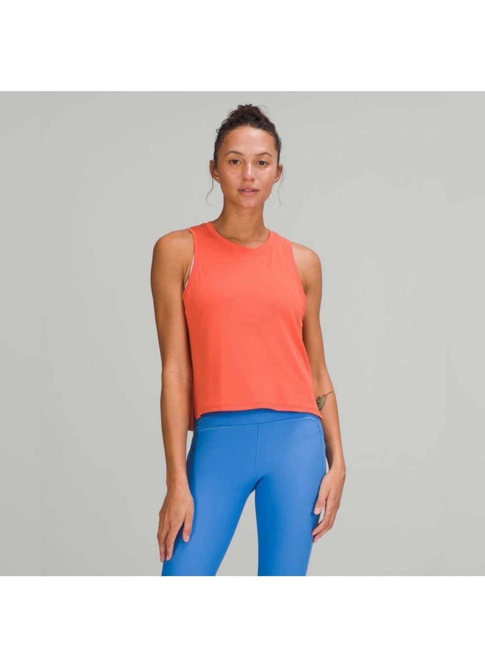 Lululemon Train To Be Tank Top in Coral Sleeveless Knit Athletic Athleisure Yoga